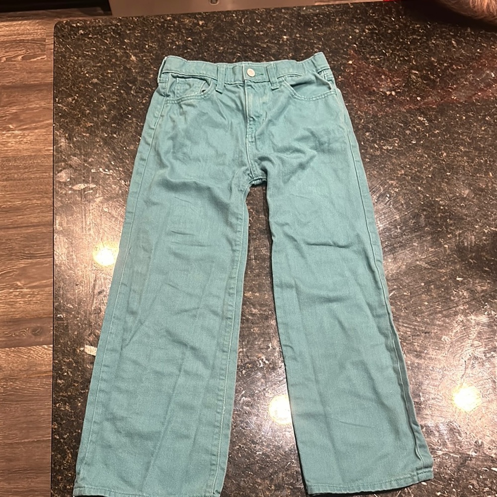 Teal Wide-Leg Jeans